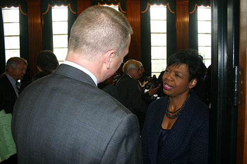 NCPBA President Randy Byrd congratulates Justice Beasley